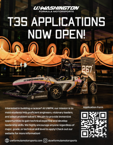 UW Formula Motorsports Team ad with photo of car